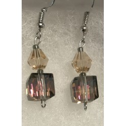 Earrings- Smoky brown cube...